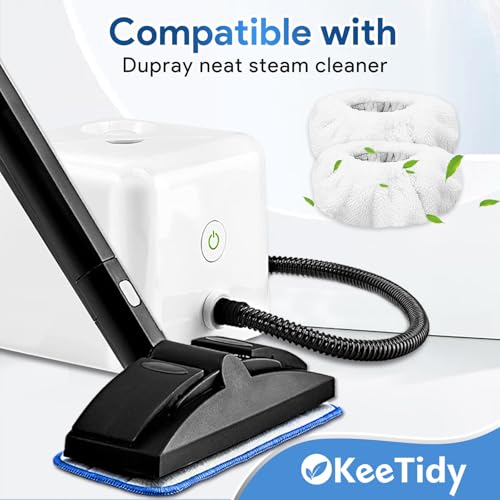 KeeTidy Steam Cleaner Accessories Pads Compatible with Dupray Neat Washable Microfiber Replace Pads for Hardwood Floor Cleaning Universal Microfiber Cloths Small Bonnets (White 4 Pack)