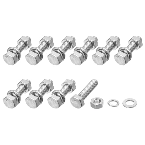 Image of METALLIXITY Hex Head Screws Bolts, Nuts, Flat & Lock Washers Kits (M6-1x25mm) 10 Set, Stainless Steel Fully Threaded Machine Screws Bolt Set - for Home Appliance Equipment
