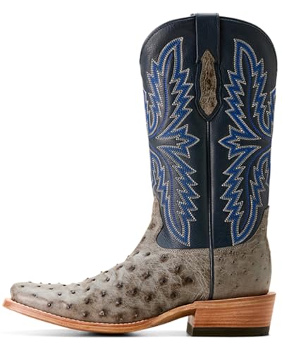 ARIAT Men's Futurity Relentless Exotic Ostrich Western Boot Square Toe - 10053826 11 EE US Grey2