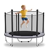 EL&IT·Wings 60 inch/5FT Trampoline for Kids with Net, Indoor Outdoor Toddler Trampoline with Safety Enclosure, Toddler Baby Small Round Trampolines Birthday Gifts for Kids, Age 1-8