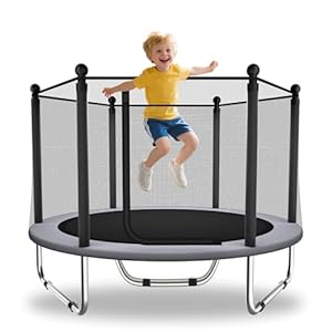 EL&IT·Wings 60 inch/5FT Trampoline for Kids with Net, Indoor Outdoor Toddler Trampoline with Safety Enclosure, Toddler Baby Small Round Trampolines Birthday Gifts for Kids