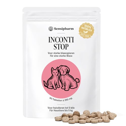 Sensipharm Inconti Stop - Inkontinenz & Blasenschwäche bei Katzen, kleinen Hunden, Meerschweinchen & Kaninchen - pflanzliche Blasen- & Harnwegshilfe bei Harnverlust - 90 Tabletten à 250 mg