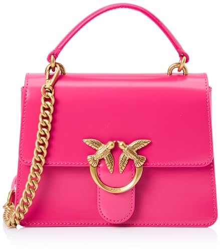Pinko Love One Top Handle Mini Light Cuero cepillado brillante, bolso mujer, N17Q_Pink Antique Gold, N17q_pink Pinko-Antique Gold