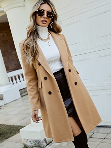 Winter Long Sleeve Cardigan Coat for Women Double Breasted Lapel Collar Overcoat Fall Outwear2