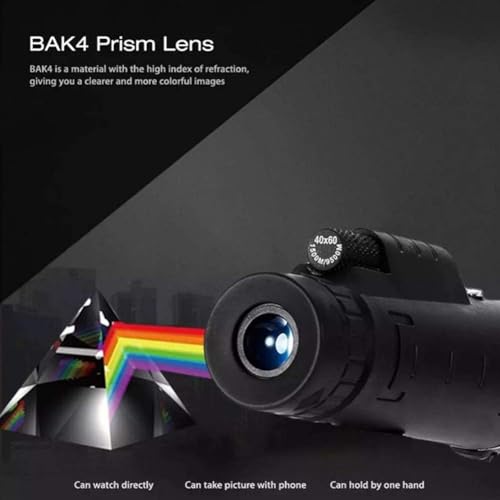 Image of Drumstone 10 𝒀𝒆𝒂𝒓𝒔 𝑾𝒂𝒓𝒓𝒂𝒏𝒕𝒚 40x60 HD Monocular Telescope with Phone Holder & Tripod | Pure Optical Glass, Long-Distance Zoom Lens for Outdoor Travel, Birdwatching, Wildlife.