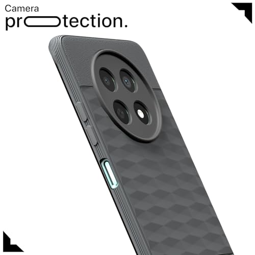 Image of Pikkme Back Cover for Realme Narzo 70x 5G / N65 / Realme 13 /12 / 12X 5G / C65 Camera Protection 3D Hexa Cube Design Silicone Protective Bumper Case (Grey)