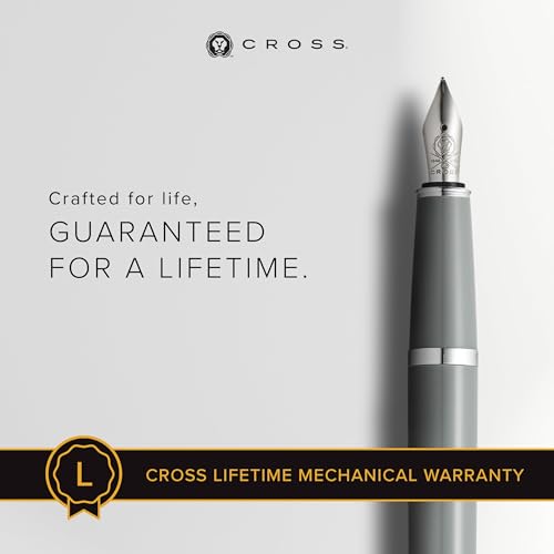 Image of Cross Bailey Light Polished Gray Fountain Pen - Refillable, Medium Nib, Black Ink, Presented in Everyday Gift Box