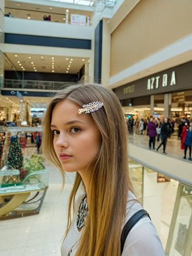 4 Pinzas de cabello para maquillaje, sin marcas, para mujer, clips estilo carey para peinado, accesorios para seccionar flequillo (Estampado terrazzo y leopardo) miniatura 4