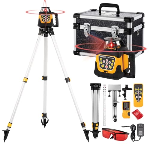 LotaTools Self-Leveling Rotary Laser Level Kit, Class II &le; 5 mW Red Laser, 2000 ft Range with...