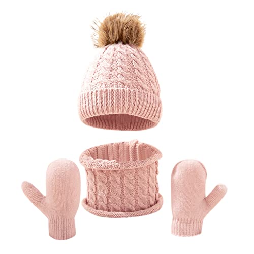 Generisch -2025 conjunto de guantes de punto forro polar calentador de cuello manoplas para niños pequeños niños niñas gorros mujer con bufanda, c, Talla única