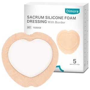 Dimora Wound Dressing Sacrum Foam Bandages Silicone Adhesive Border 7.08″x7.08″ Waterproof Sacral Pads Absorbent Breathable Bed Sore Pressure Dressing