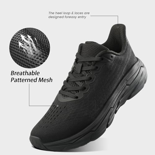 Image of Men's Slip on Walking Sneakers - Lightweight Running Shoes - Cushioned Comfort for Gym, Training, Tennis, Workout - Athletic Fashion - Black /Beige Size 6.5-13
