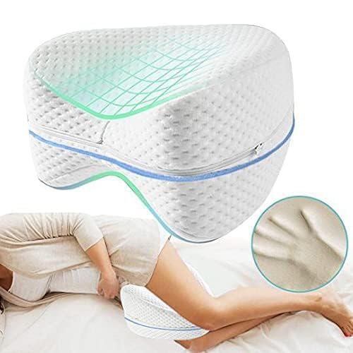 KANVIPRIYA Knee Pillow for Side Sleepers Orthopaedic Leg Pillow for Painless Sleep Ergonomic Positioning Pillow Made of Visco-Elastic Memory Foam Breathable Cover Washable 2
