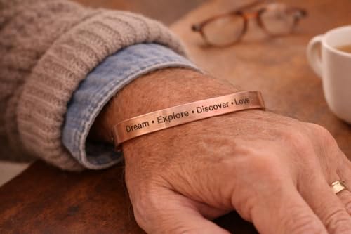 Image of Touchstone Inspirational Copper Engraved Magnetic Bracelets for Women-Personalized Jewelry Gifts for Best Friend /Mom /Daughter /Sister - In a Pretty Gift Box Dream Explore Discover Love