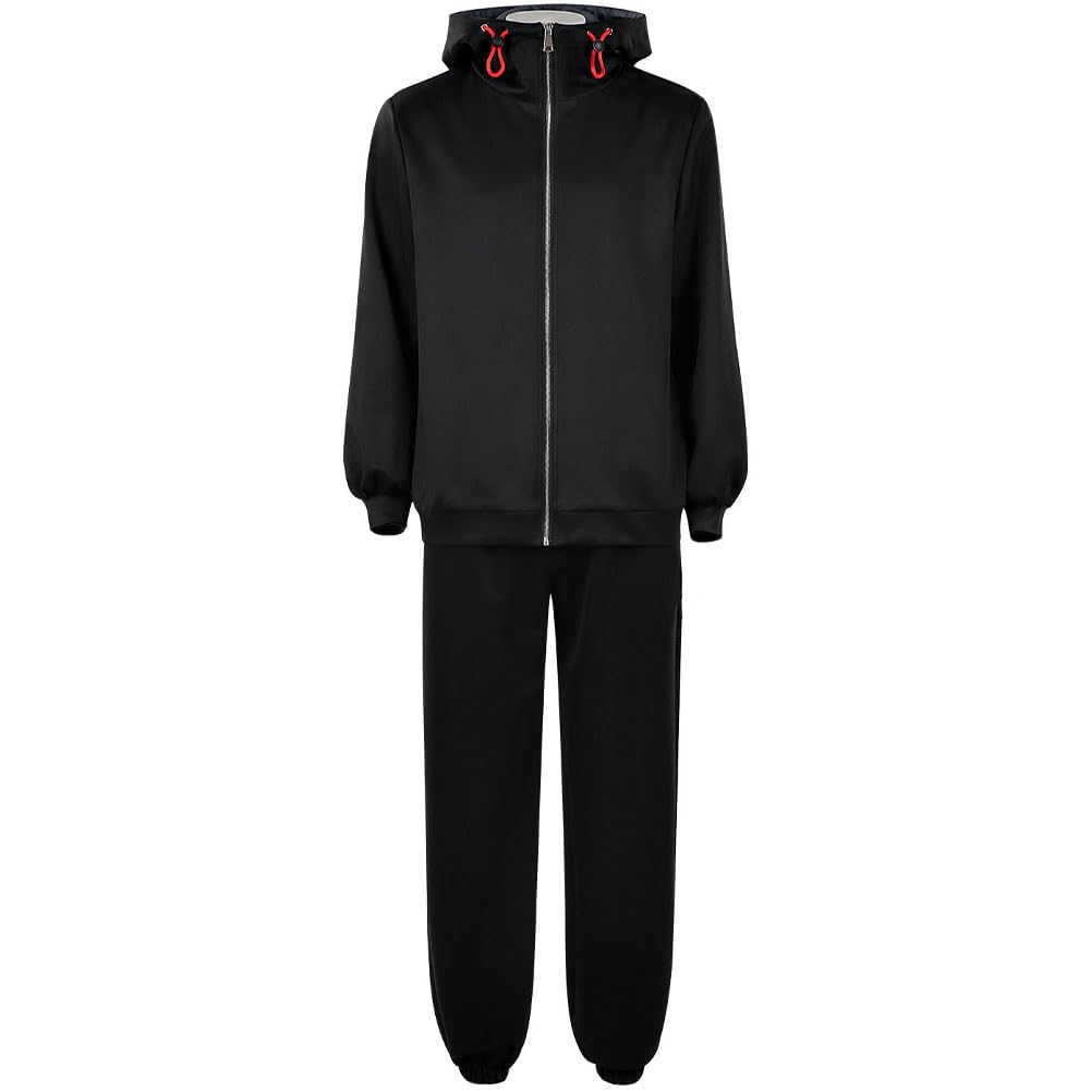Zhongkaihua JJK Itadori Yuji Cosplay Outfit Black Hoodie and Pants Wig Set Full Set Role Play Halloween Performance Party Carnival for Adult Fans