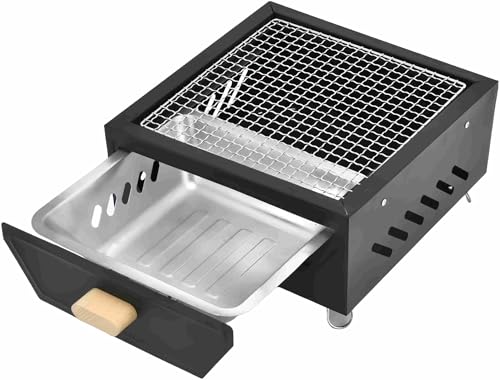 Gamire バーベキューコンロ 焚火コンロ 小型 キャンプ用グリル 鋳鉄 卓上コンロ 焚き火台 肉コンロ キャンプ用品 卓上焼き 炭火焼き 串焼 炭火暖房 低煙 多機能 耐久性 携帯便利 掃除が簡単 再利用可能 家庭用 屋外 BBQ アウトドア愛好者のプ