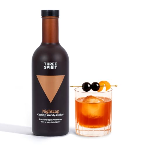 Three Spirit Non-Alcoholic Alternative Spirit - The Nightcap, 50cl | Alt-Whiskey | Unwind & Chillout with Adaptogens, Valerian, Hops & Lemon Balm | Award Winning Active Botanical Gluten Free & Vegan