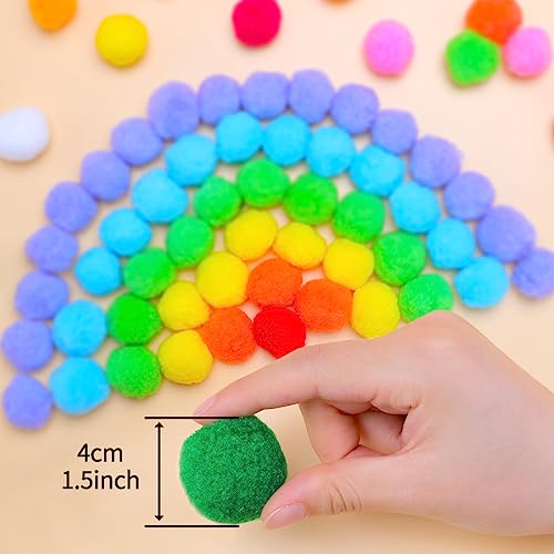 image for Eppingwin 90PCS Green Pom Poms,1.5 Inch Soft Pompoms for Crafts, Big P