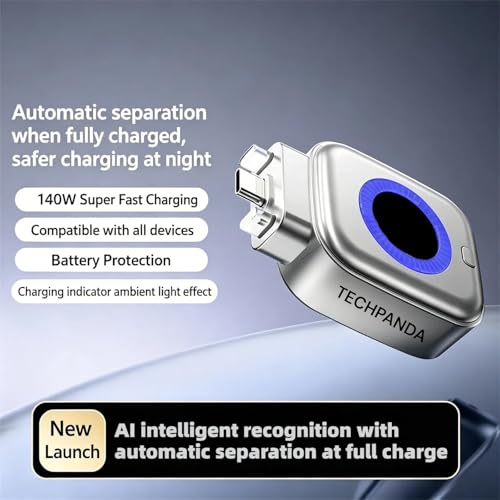 Image of TechPanda 140W Fast Charging AI Smart USB-C Charger - Dual-Core Protection, Auto Disconnect, Universal High-Speed Power Adapter for Mobile Phones, Tablets & Gaming Devices