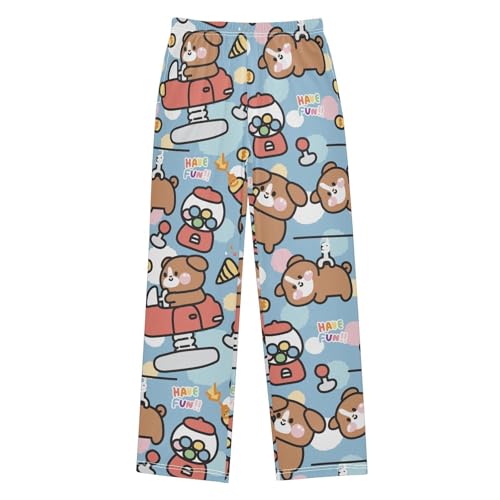 visesunny Boys' Pants Cute Dog Game Jogger Pants Elastic Waist Long Bottoms Trousers with Pockets S