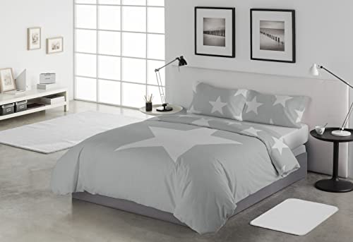 LEBENGOOD Funda Nórdica Cama 150, con 2 Fundas Almohada, Funda de Edredón 150x190/200, Estampada, Reversible, Colcha Sábana,Nordicos Cama 150 Invierno, Funda nordica 240x260 (Big North Gris 150) Cover