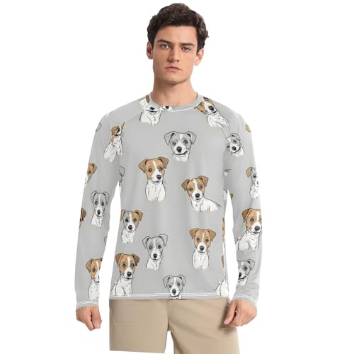 Bolaz Mens UV Protection Shirts Rash Guard Long Sleeve UPF 50+ Dog Head Gray Quick Dry S