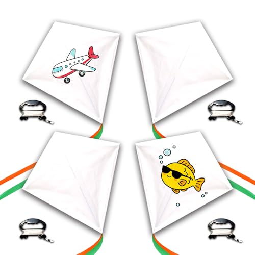 Simxkai Diamond Kite Easy to Fly for Kids Beginners Adults Simple 4 Set Without Colored pens (White)