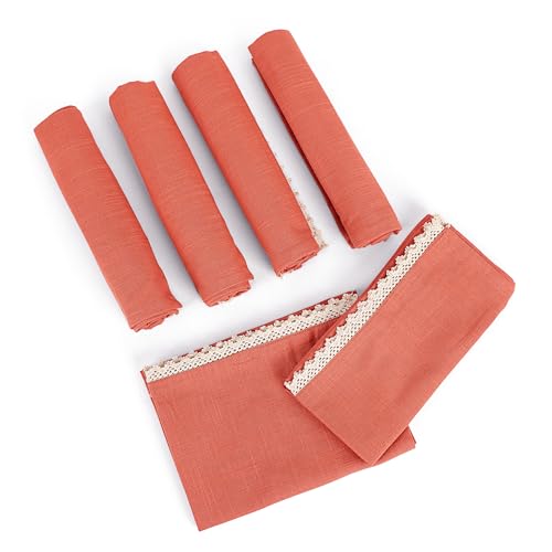 Image of FINGERCRAFT Kitchen Cloth 100% Soft High GSM Cotton Fabric Kitchen Towel, 20 x 30 Inches Perfect Size for Kitchen Uses, Set of 6, Multipurpose Use as Dish Towel, Bar Towel (Rust)