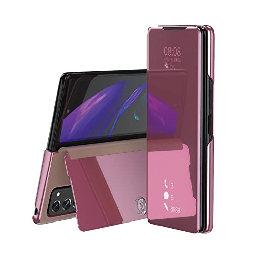 Protection luxe en cuir PU or rose pour Samsung Galaxy Z Fold 2 et Z Fold 3