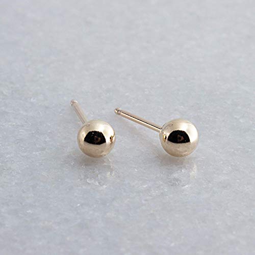 4mm Ball Tiny Minimalist Stud Earrings 14K Gold Filled Shiny Ball