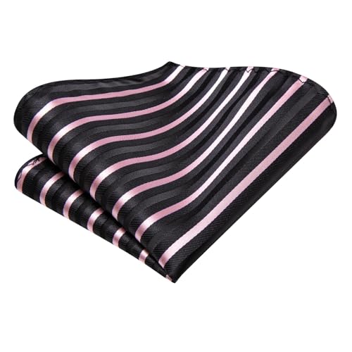 Image of Dubulle Mens Paisley Floral Silk Tie for Men Striped Necktie and Pocket Square Cufflinks Set Wedding Business