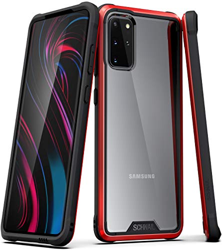 Schnail Saviour Compatible with Samsung Galaxy S20+Plus 5G Clear Case with Metal Frame (2020) (Red)
