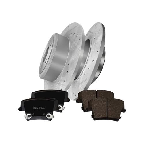 Image of PM Auto Set of 6 Rear 320mm Drilled Slotted Disc Brake Rotors-Ceramic Brake Pad kit Replacement For 2006-2008 Dodge Magnum