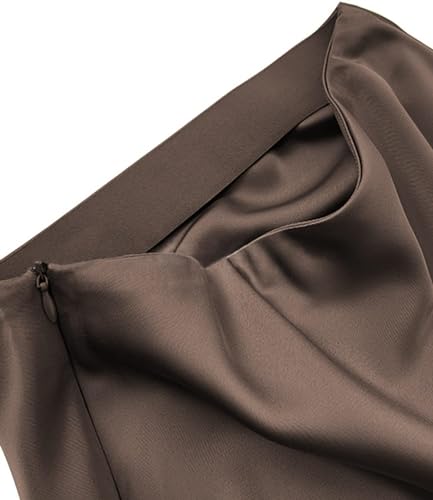 ebossy Women's Elegant Long Satin Skirt Silk Dressy Hidden Elastic Waist Flared A-Line Maxi Skirts4