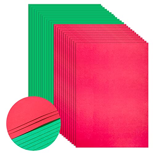 100pcs Christmas Cardstock Thick Paper, 70 lb A4 Red Green Holiday Cardstock Paper, Medium Thick Printable Card Stock for Xmas New Year Card Making, Arts&Crafts, Invitations, Greeting Cards