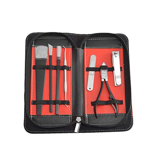 HSOYGE Cortaúñas, Juego de manicura Profesional, Kit de cortaúñas, Juego de pedicura de Acero Inoxidable, Kit de Cuidado de uñas de 7 Piezas con Estuche para Viajes