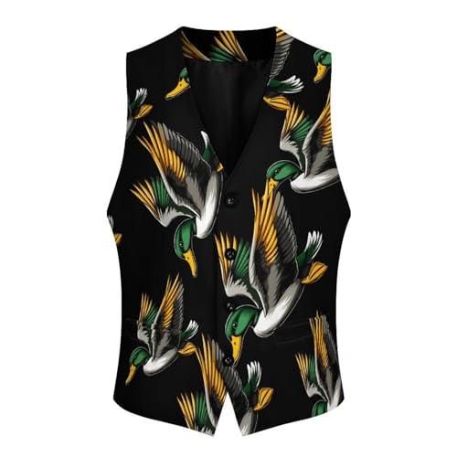 Flying Wild Mallard Duck Men's Suit Vests Business Formal Dress Vest V-Neck Waistcoat for Wedding Casual4