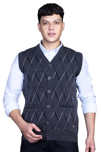 Image of V Neck Cardigans for Men - Woolen Sleeveless Sweater for Man Winter Wear