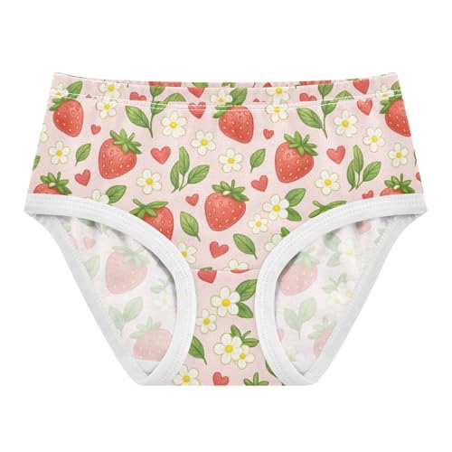 Joisal Cotton Toddler Underwear Floral Cute Strawberries Pink Cartoon Cute Panties Girl Stylish Briefs Kids Undies 2t
