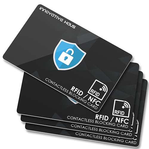INNOVATIVE HAUS RFID Blocking Card - Slim RFID and NFC Contactless Credit and Debit Card Protector for Wallets and Purses - 4 Pack