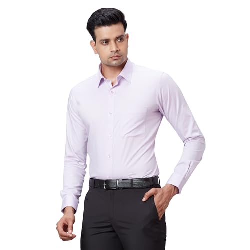 Image of Raymond Men's Pure Cotton Structure Pattern Slim Fit Semi Cutaway Collar Full Sleeve Formal Shirt