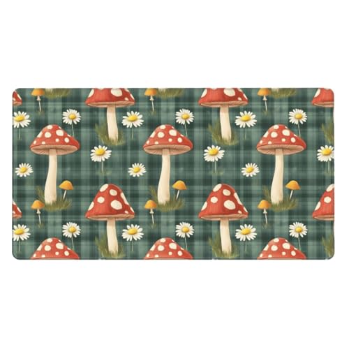 Tapis de souris de jeu en caoutchouc antidérapant avec motif fleuri et champignons champêtres