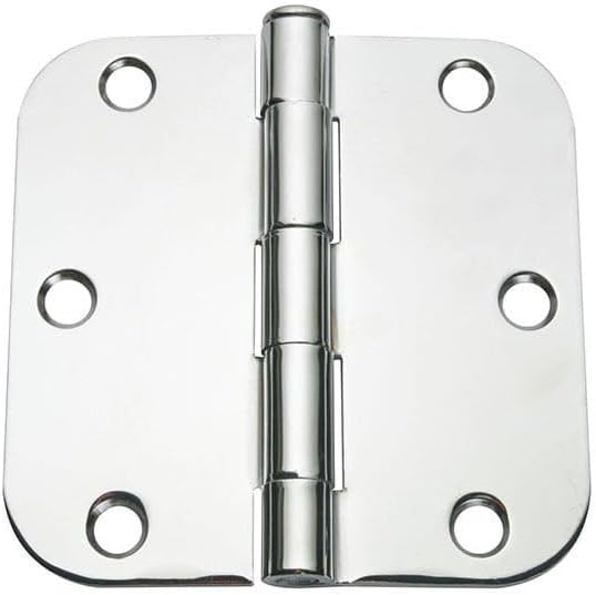 30 Pieces Set, Rounded Door Hinges 3.5 x 3.5 inch with 5/8 Radius, Includes Screws (Polished Chrome)