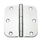 30 Pieces Set, Rounded Door Hinges 3.5 x 3.5 inch with 5/8 Radius, Includes Screws (Polished Chrome)