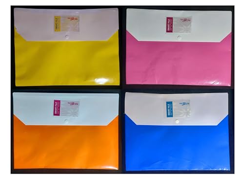 Image of EXPO Front and Back Double Pocket Button Folder for A4, FS, Legal Size Envelope Document Certificates File Folder Bag Holder - Pack of 8