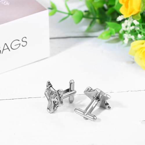 Mancuernillas Vikingas OIDEA para Hombre Estilo Wolf Head miniatura 5