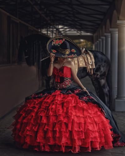 Applique Satin Quinceanera Dresses Ball Gown Strapless Sweet 16 Dresses Organza Sparkly Evening Gown4