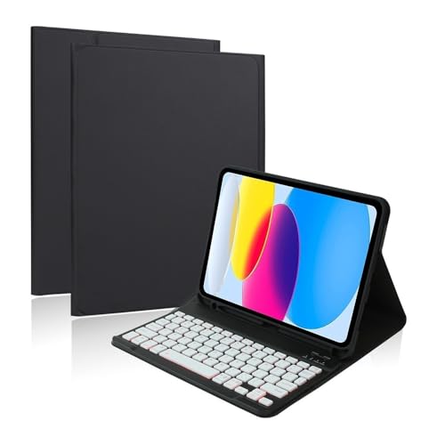 Teclado retroiluminado y funda para iPad Air 11 2024 con soporte en cuero negro
