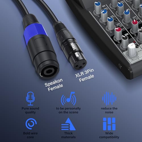 SinLoon Speakon to XLR 18AWG 3Pin Female Audio Extension Cable with Twist Lock for Amplifier Pro DJ PA Stage (1.8M/6FT) - Image 2