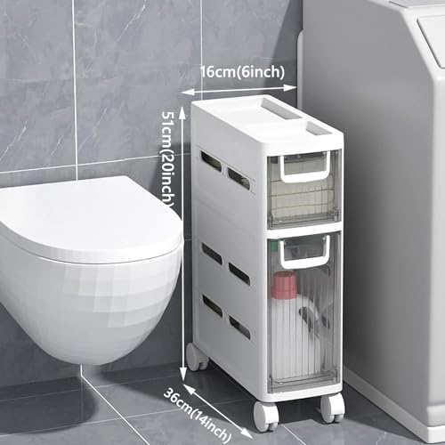 Stackable Rolling Storage Drawers, Clear Freestanding Cabinet for Home Organization, Ideal for Bathroom, Kitchen, Bedroom, Living Room - Space-Saving Solution